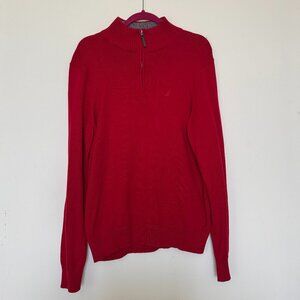 Red Nautica Medium Quarter Zip Sweater - 100% Cotton